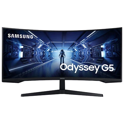 Open Box -Samsung Odyssey G5 34" WQHD 165Hz 1ms GTG Curved VA LED FreeSync Gaming Monitor -Black