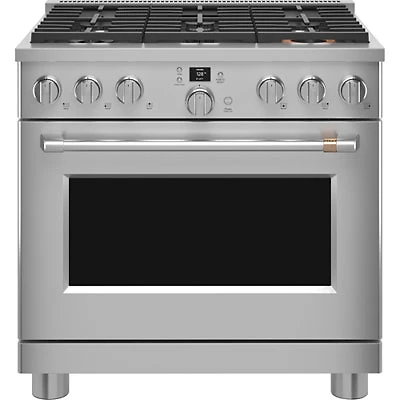 Café 36" 5.7 Cu. Ft. True Convection Freestanding Duel Fuel Air Fry Range (C2Y366P2TS1) - Stainless