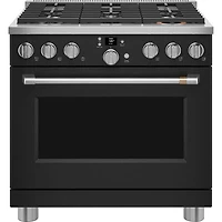 Café 36" 6.2 Cu. Ft. Fan Convection Freestanding Gas Range (CGY366P3TD1) - Matte Black