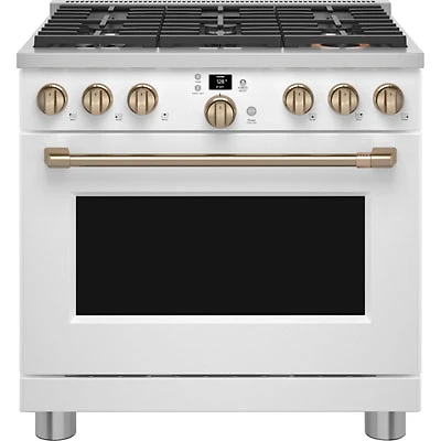 Café 36" 6.2 Cu. Ft. Fan Convection Freestanding Gas Range (CGY366P4TW2) - Matte White