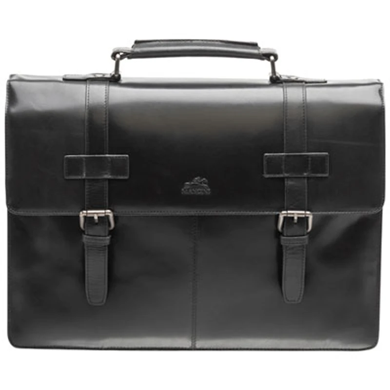 Mancini Buffalo Double Compartment Leather 15.6" Laptop Briefcase (99-5434