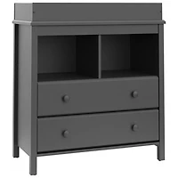 Storkcraft Alpine 2-Drawer 2-Shelf Changing Table Chest - Grey
