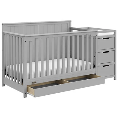 Graco Hadley 4-in-1 Convertible Crib with 3-Drawer Changing Table - Pebble Grey