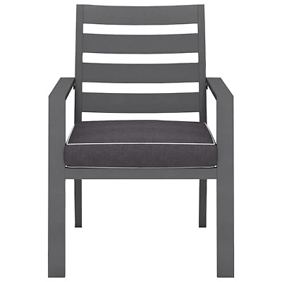 Portofino Powder Coated Aluminum Outdoor Dining Chair - Grey Frames / Grey Cushions
