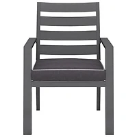 Portofino Powder Coated Aluminum Outdoor Dining Chair - Grey Frames / Grey Cushions