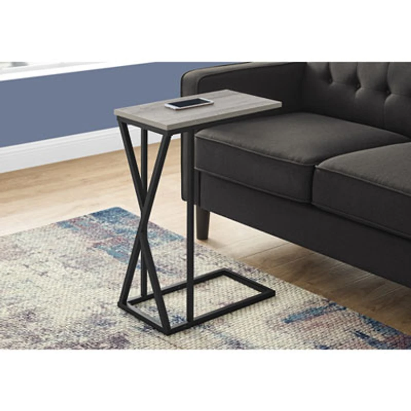 Monarch Contemporary Rectangular Accent Table - Grey/Black Metal