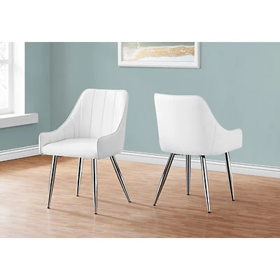Monarch Contemporary Faux Leather Dining Arm Chair - Set of 2