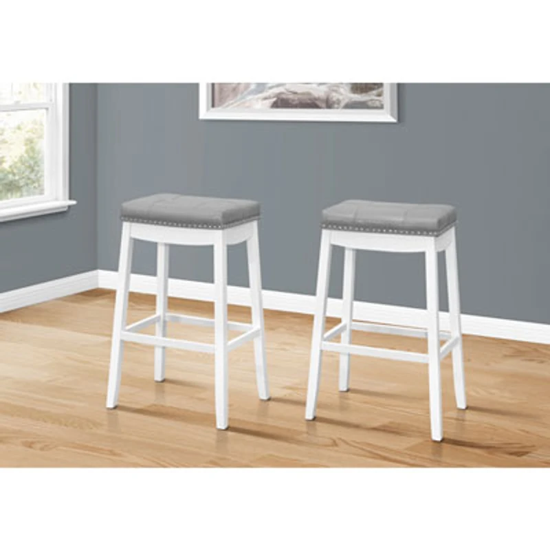 Monarch Traditional Bar Height Backless Barstool - Set of 2 - White