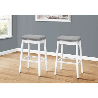 Monarch Traditional Bar Height Backless Barstool - Set of 2 - White
