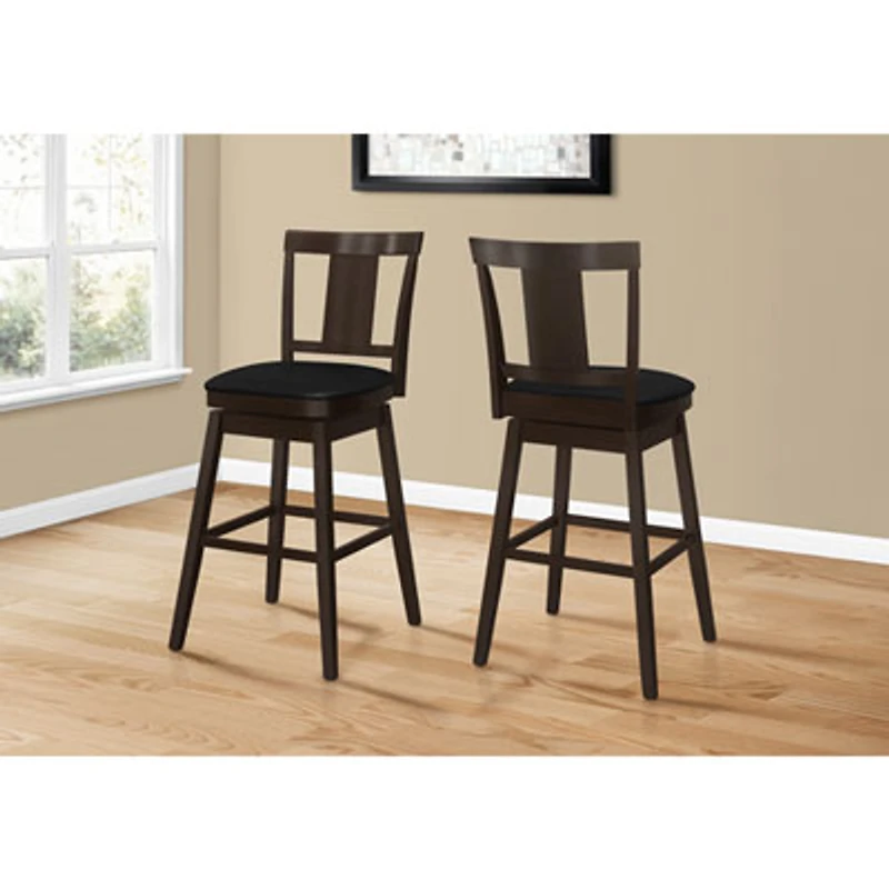 Monarch Traditional Bar Height Swivel Barstool - Set of 2 - Espresso