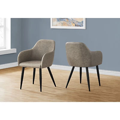 Monarch Contemporary Faux Leather Dining Arm Chair - Set of 2