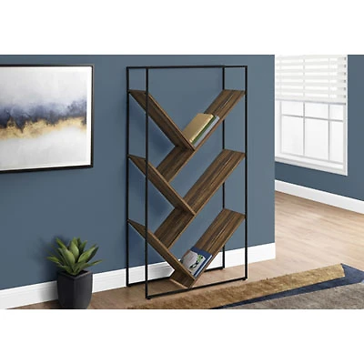 Slanted 60" 5-Shelf Bookcase - Brown