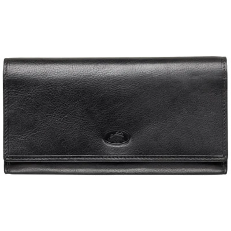Mancini Equestrian2 RFID Genuine Leather Tri-fold Wallet with Checkbook Pocket
