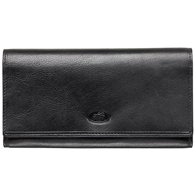 Mancini Equestrian2 RFID Genuine Leather Tri-fold Wallet with Checkbook Pocket