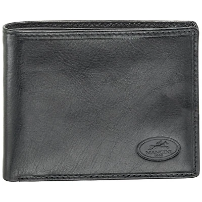 Mancini Equestrian2 RFID Genuine Leather Bi-fold Wallet - Black