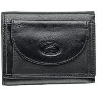 Mancini Equestrian2 RFID Genuine Leather Tri-fold Wallet with External Coin Pocket - Black