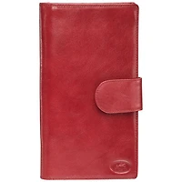 Mancini Equestrian2 RFID Genuine Leather Bi-fold Travel Wallet - Red