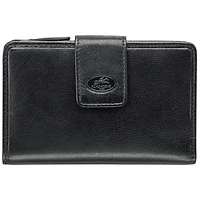 Mancini Equestrian2 RFID Genuine Leather Tri-fold Wing Wallet - Black