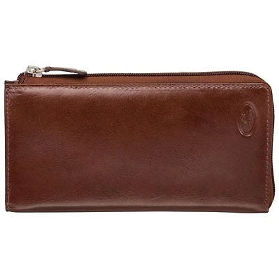 Mancini Equestrian2 RFID Genuine Leather Bi-fold Wristlet - Brown