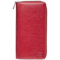 Mancini Equestrian2 RFID Genuine Leather Bi-fold Zipper Travel Wallet - Red