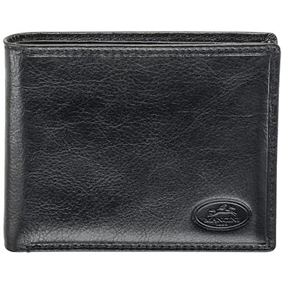 Mancini Equestrian2 RFID Genuine Leather Bi-fold Wing Wallet with Removable Pass Case