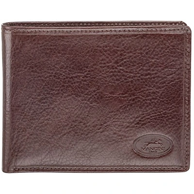 Mancini Equestrian2 RFID Genuine Leather Bi-fold Wing Wallet with Removable Pass Case (52954) - Brown