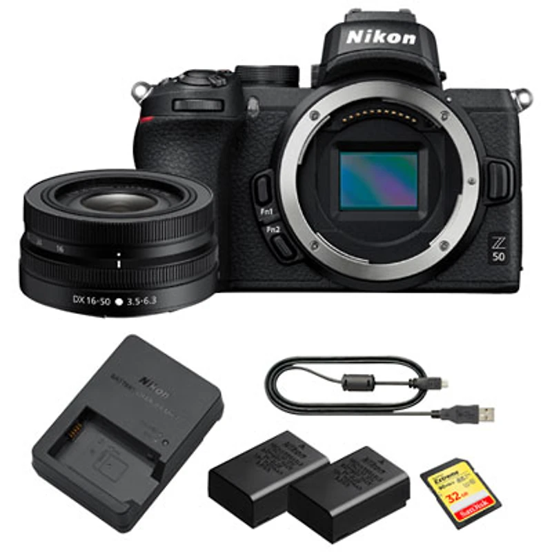 Nikon Z 50 Mirrorless Camera with 16mm-50mm Lens Kit, Extra Battery & SD Card - Only at Best Buy
