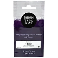 Premium Tone Thermal 12mm Black on White Tape Cassette for Brother MK Series