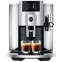 Jura E8 Automatic Espresso Machine with Frother & Coffee Grinder - Chrome