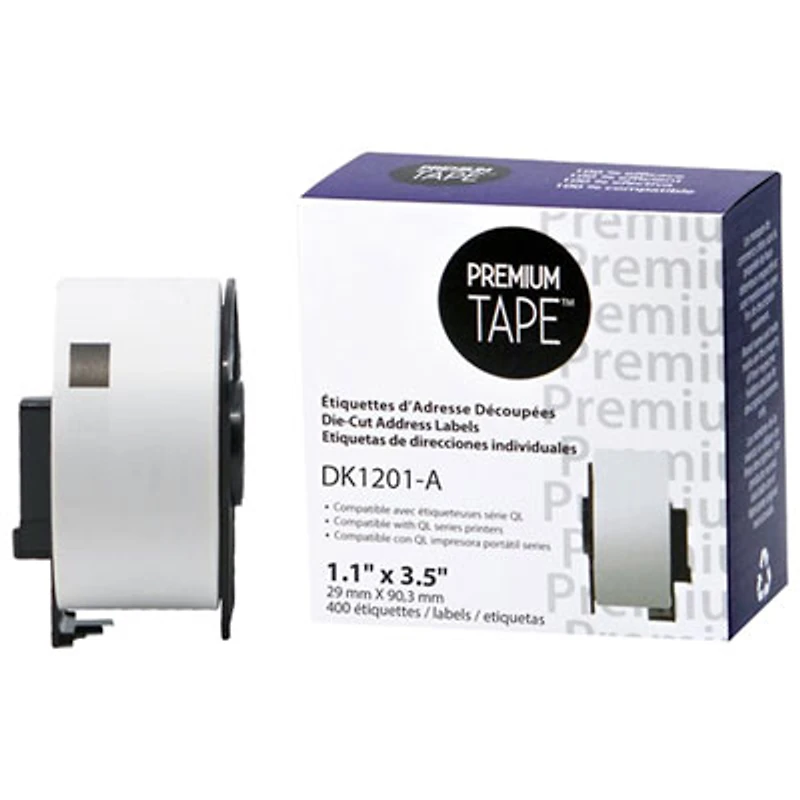 Premium Tape Die-Cut Address Labels for Brother QL - 1.1" x 3.5" - 400 Labels