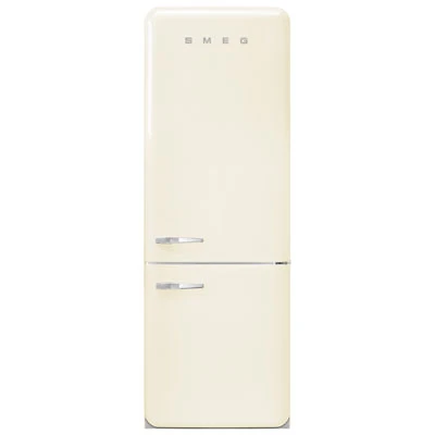 Smeg 50's Style 28" 18 Cu. Ft. Bottom Freezer Refrigerator with Ice Dispenser (FAB38URCR) - Cream