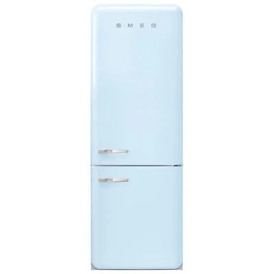 Smeg 50's Style 28" 18 Cu. Ft. Bottom Freezer Refrigerator with Ice Dispenser (FAB38URPB) - Pastel Blue