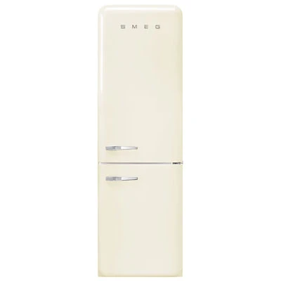 Smeg 50's Style 24" 12.9 Cu. Ft. Bottom Freezer Refrigerator with LED Lighting (FAB32URCR3) - Cream
