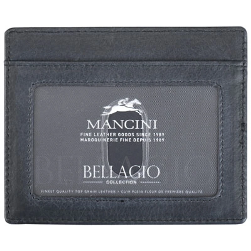 Mancini Bellagio RFID Genuine Leather Money Clip Wallet with ID Window & 4 Credit Card Slots
