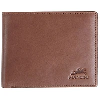 Mancini Bellagio RFID Genuine Leather Bi-fold Wing Zipper Wallet - Brown