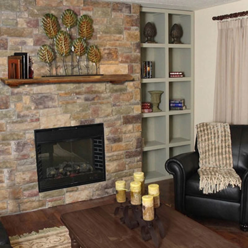 Live Edge 60" Mantel / Wall Shelf with Wood Corbels - Brown