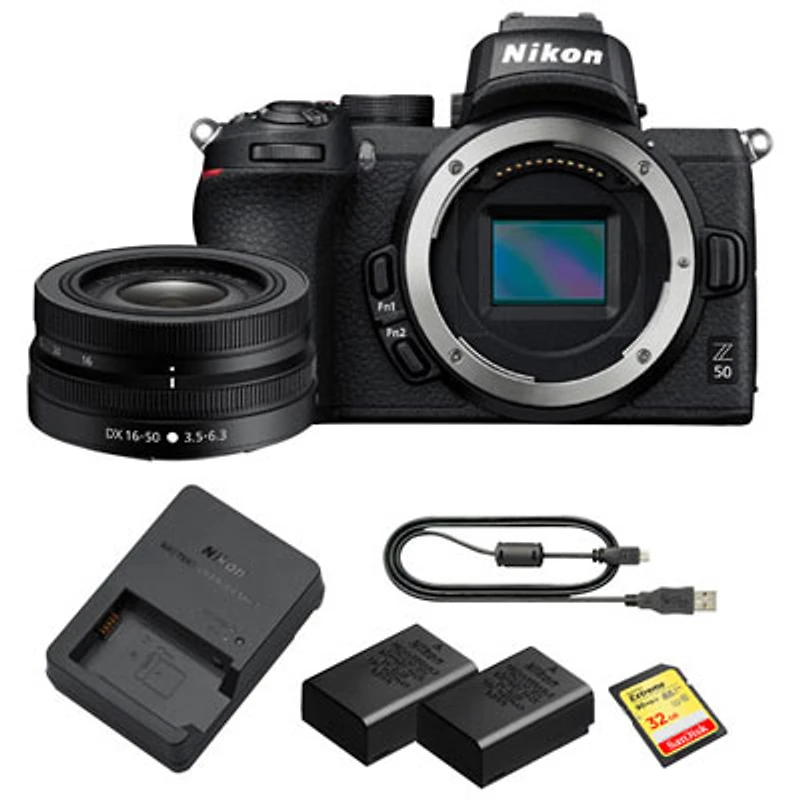 Open Box - Nikon Z 50 Mirrorless Camera with 16mm-50mm Lens Kit, Extra Battery & SD Card -Only at Best Buy