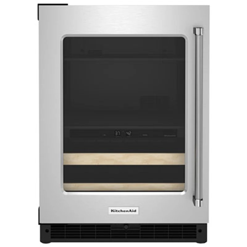 KitchenAid Undercounter 4.9 Cu. Ft. Freestanding Beverage Centre (KUBL214KSB) - Stainless Steel/Wood