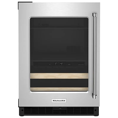 KitchenAid Undercounter 4.9 Cu. Ft. Freestanding Beverage Centre (KUBL214KSB) - Stainless Steel/Wood