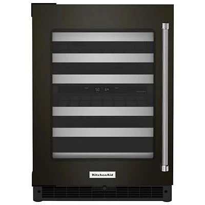 KitchenAid 46-Bottle Freestanding Dual Temperature Zone Wine Cellar (KUWL314KBS) - Black Stainless Steel