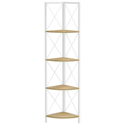 Monarch Specialties 60" 4-Shelf Metal Corner Bookcase
