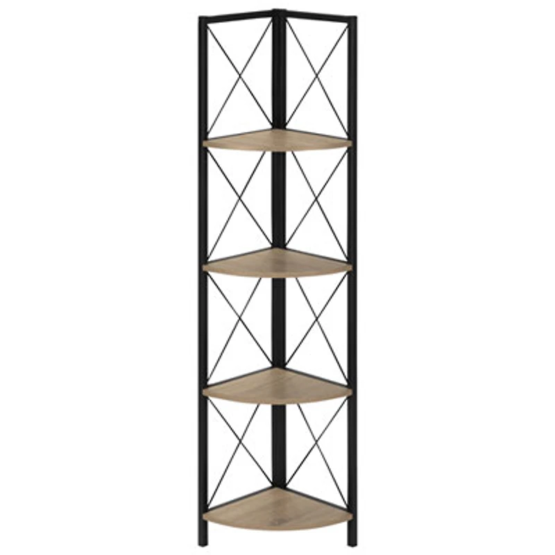 Monarch Specialties 60" 4-Shelf Metal Corner Bookcase - Dark Taupe