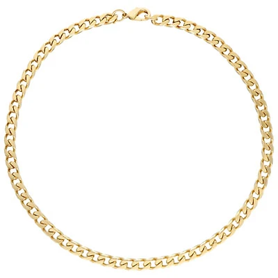 20" 18K Yellow Gold Plated Over Bronze Diamond Cut Curb Chain