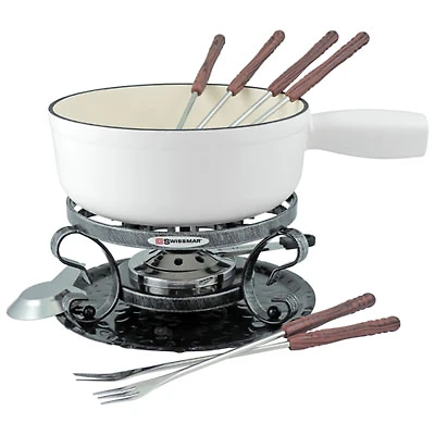 Swissmar Lugano 9-Piece Cast Iron Fondue Set (KF-66522) - White