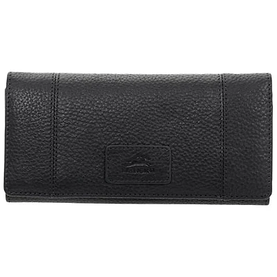 Mancini Pebble RFID Genuine Leather Tri-fold Clutch Wallet - Black