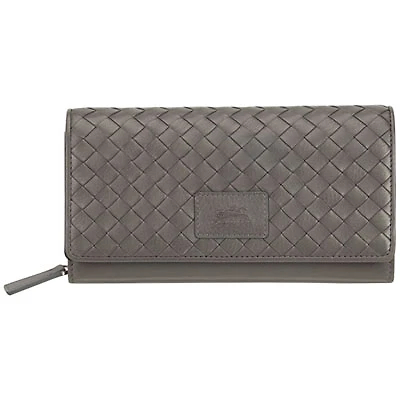 Mancini Basket Weave RFID Genuine Leather Envelope Clutch Wallet