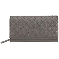 Mancini Basket Weave RFID Genuine Leather Envelope Clutch Wallet