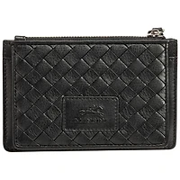 Mancini Basket Weave RFID Genuine Leather 7-Slot Credit Card Case