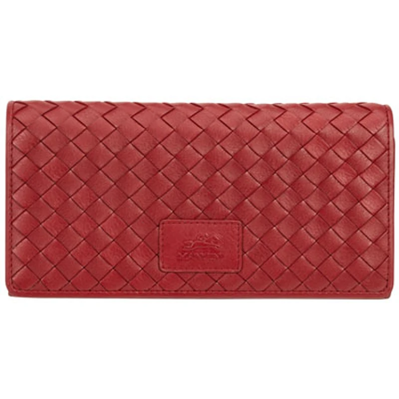 Mancini Basket Weave RFID Genuine Leather Tri-fold Clutch Wallet