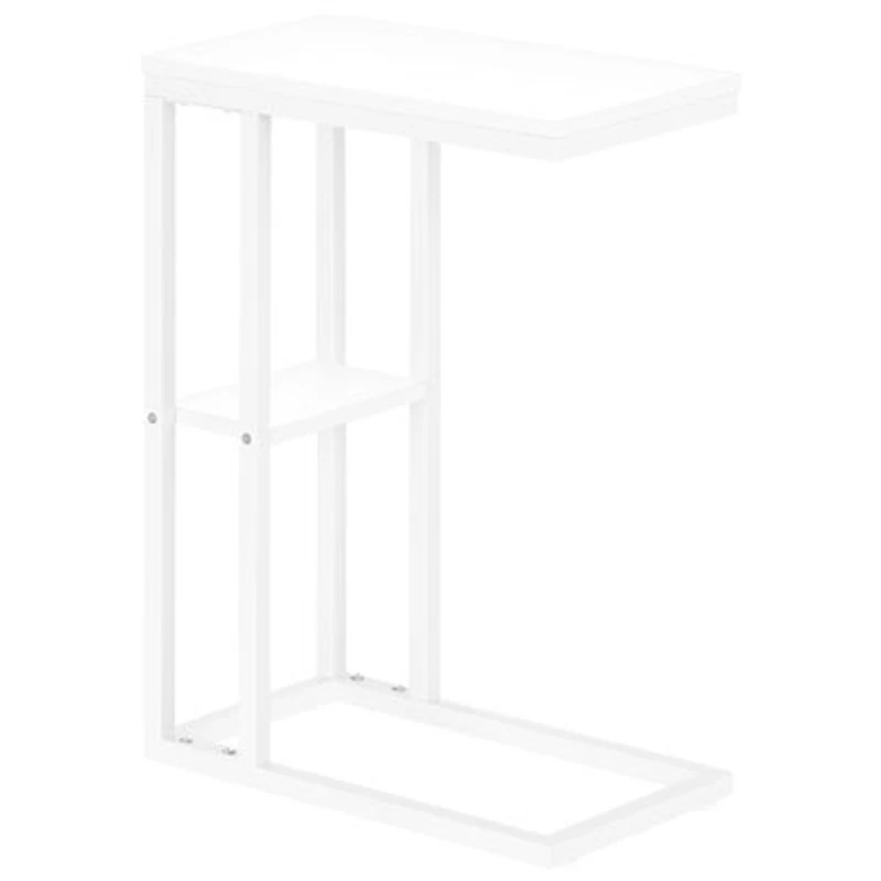 Monarch Contemporary Rectangular 2-Shelf Accent Table - White/White